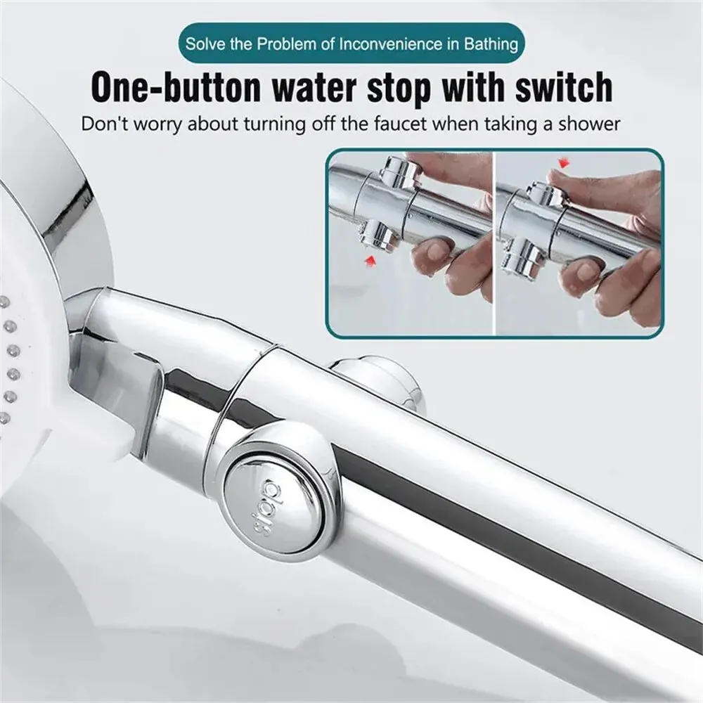 Xiaomi 5 Mode Adjustable High Pressure Shower One-key Stop Water Massage Shower Head Water Saving Black Shower Bathroom Parts 5
