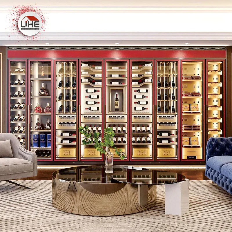Temperature Wine Cabinet With Led Lights Stainless Steel Whiskey Wine ...