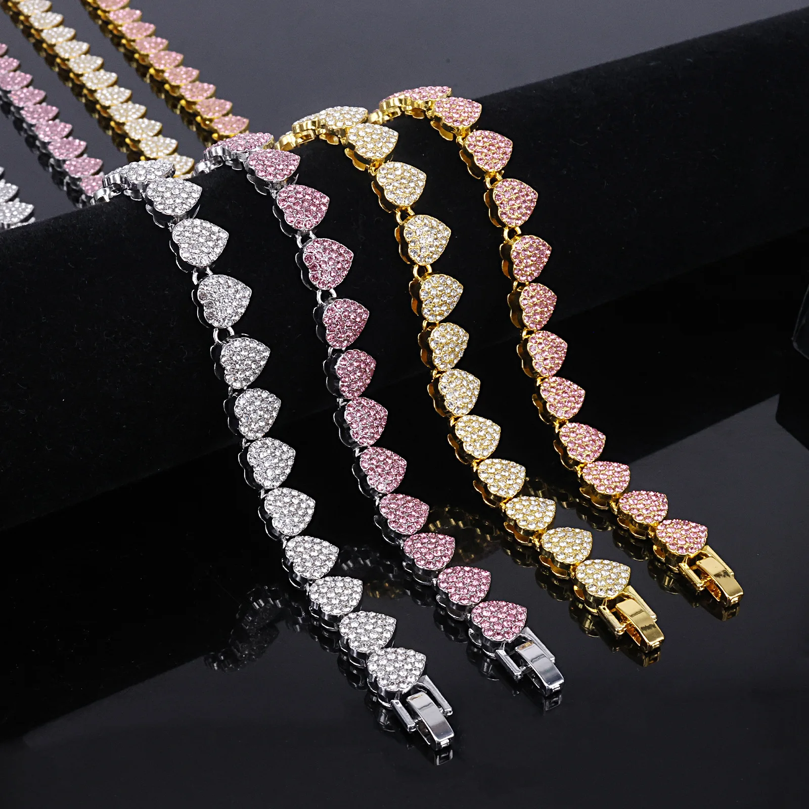Hip-Hop Herzförmige Kubanische Kette Halskette Gold/Silber Farbe Halskette für Männer Frauen Voll mit Zirkonia Besetzt Männer Frauen Schmuck
