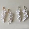 SLBRIDAL Handmade Ins Style Sparkling Crystal Rhinestones Porcelain Flower Pearls Bridal Wedding Earring Women Girls Earrings 1