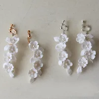 SLBRIDAL Handmade Ins Style Sparkling Crystal Rhinestones Porcelain Flower Pearls Bridal Wedding Earring Women Girls Earrings 1