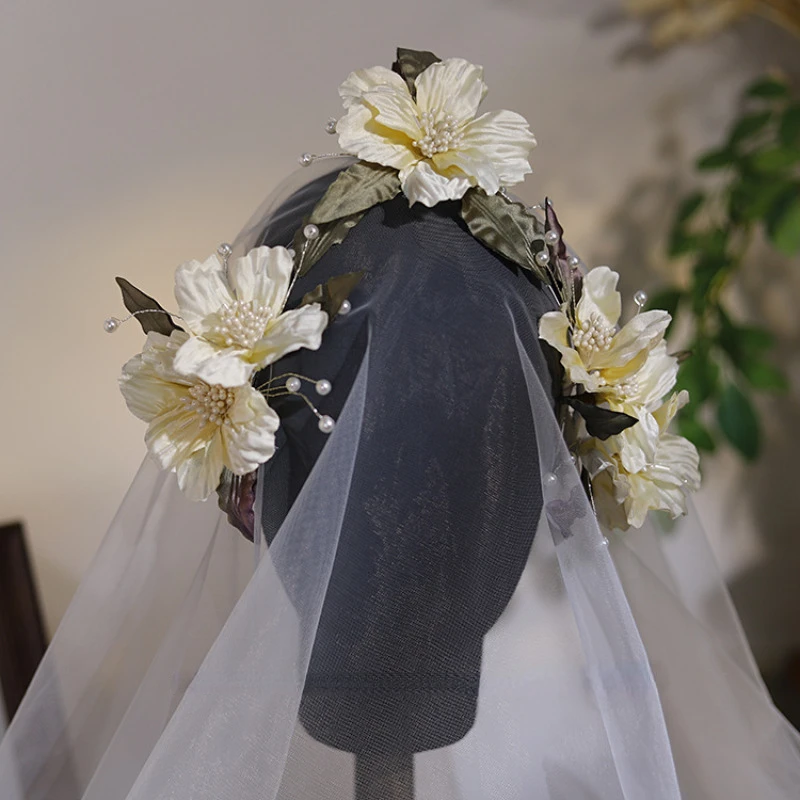 3pcs set 3D Petals Bridal Headwear Plate Hair pin Wedding hair Accessories Set