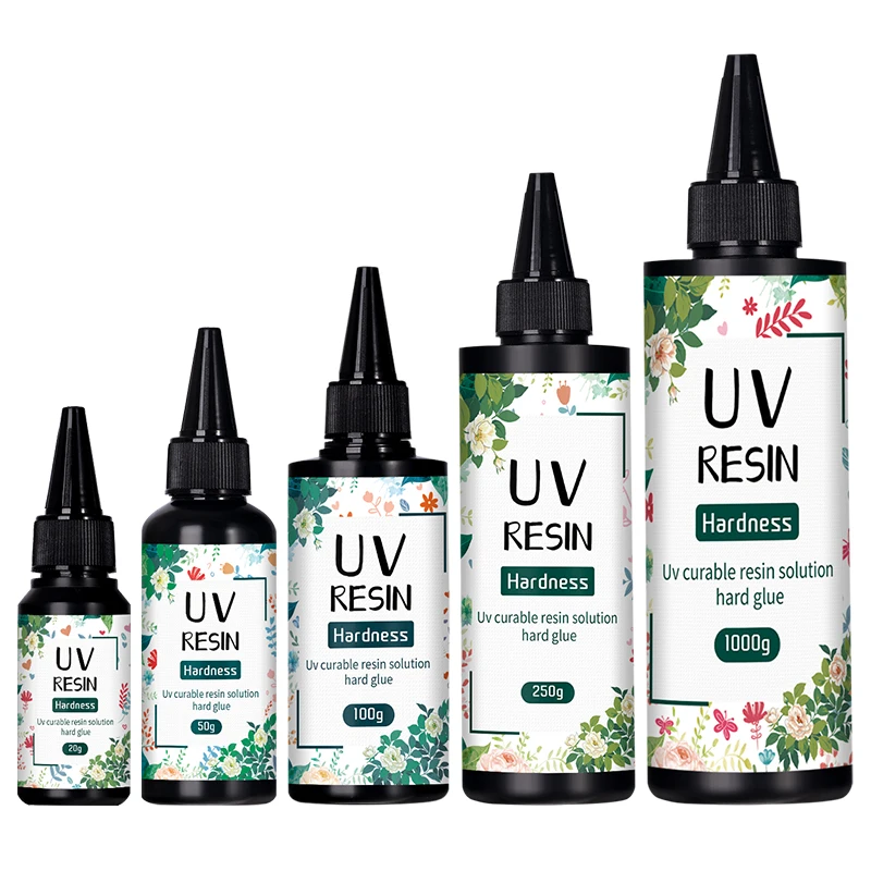 50/100/250g Hard UV Resin Adhesive UV Curing Rapid Drying Transparent Resin UV Adhesive DIY Jewelry Production with 6w UV Lamp