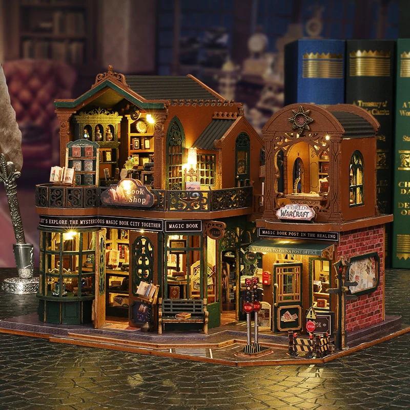 DIY Wooden Miniature Model Kit Twilight Book City Casa Doll Houses 3D Puzzle Dollhouse With Furniture for Friends Christmas Gift 5