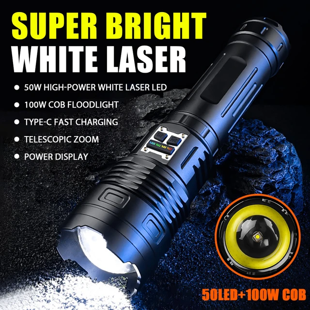 Lampe de poche LED aste USB super lumineuse, torche longue portée,  zoomable, urgence, extérieur, lanterne de camping - AliExpress