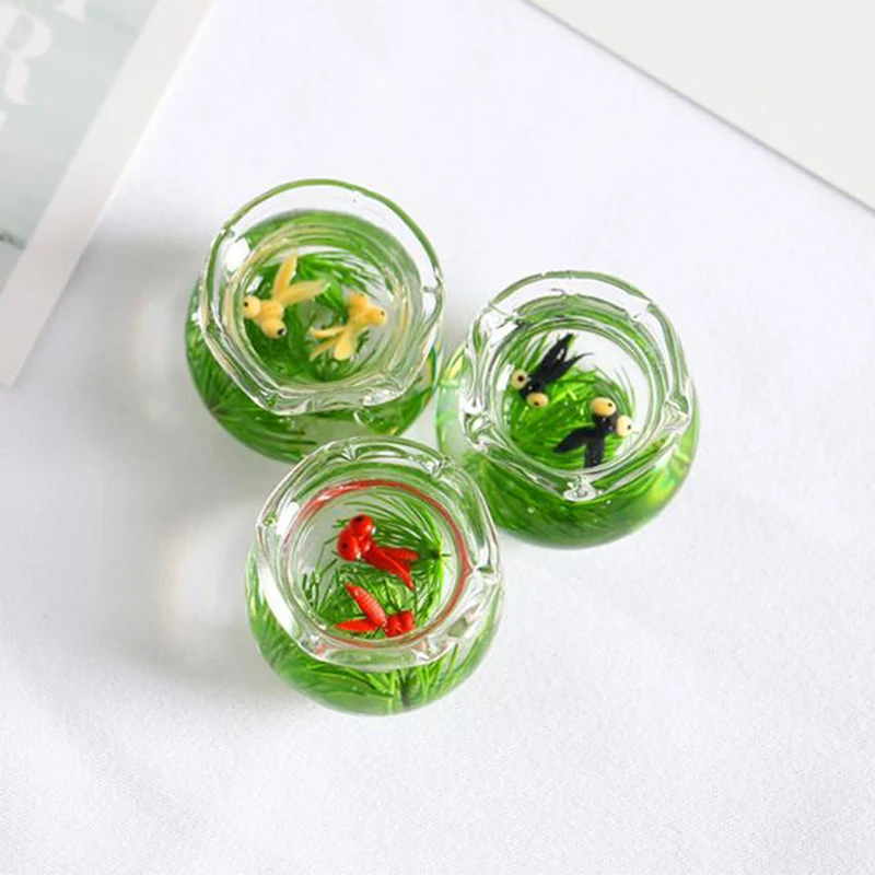 1:12 Miniature Model Mini Fish Tank Bowl Simulation Aquarium Scene Model For Home Desktop Ornament Dollhouse Toys Decoration 5
