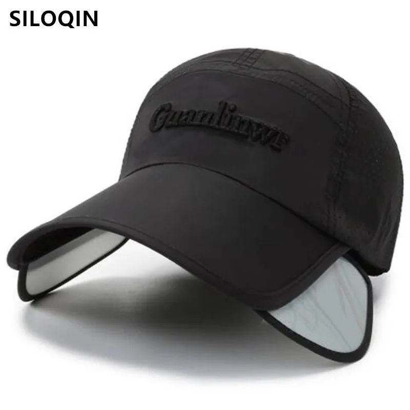 

2022 New Summer Men Women Mesh Breathable Baseball Caps Retractable Brim Sun Hat Cycling Cap Big Eaves Fishing Hats Beach Hat