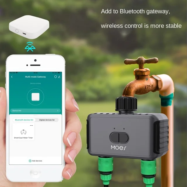 Smart Home Dual Output Irrigation Water Valve App Controller Water Valve Rain Delay Programmable Controller 4