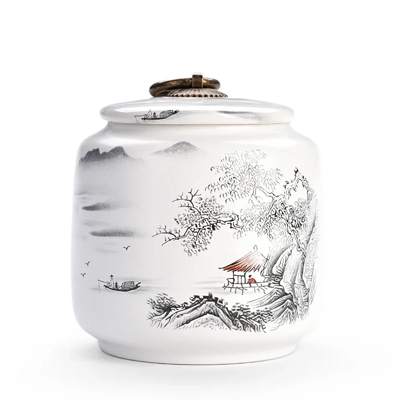 Household Sealed Tea Box Ceramic Storage Jar With Lid