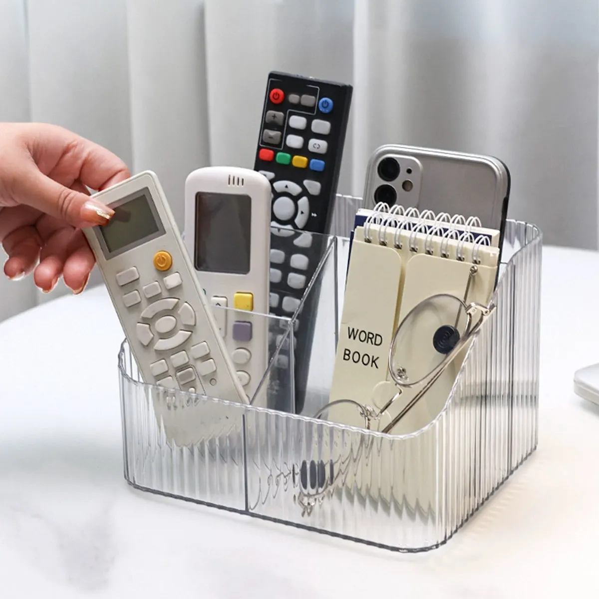 قطعة واحدة من صندوق تخزين مكتبي شفاف للاستخدام الم...