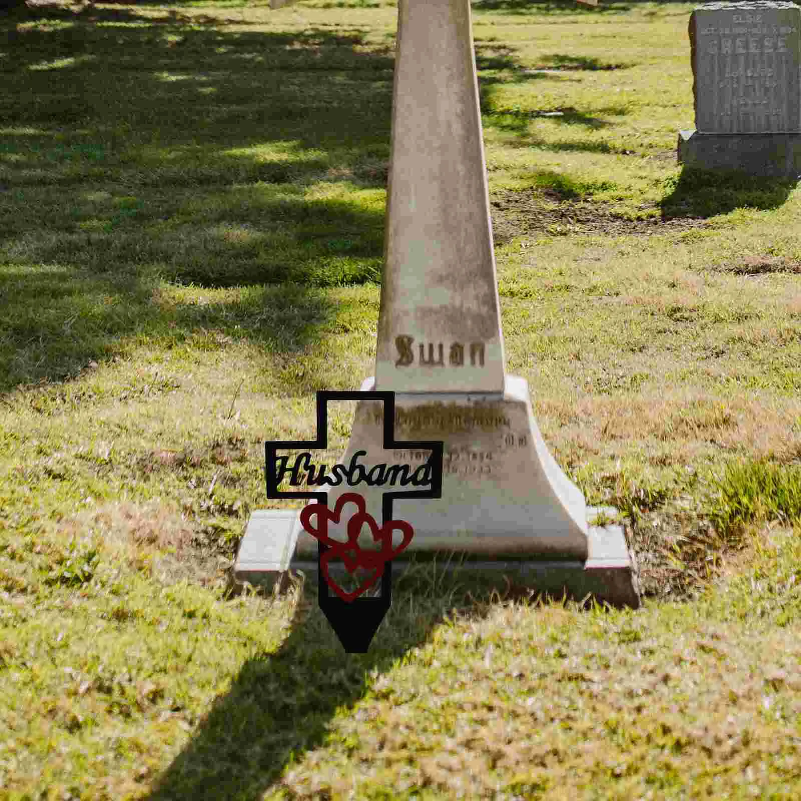 

Metal Garden Pile Cemetery Decoration Memorial Husband Ground Insert Grave Stake For Graves Decorations