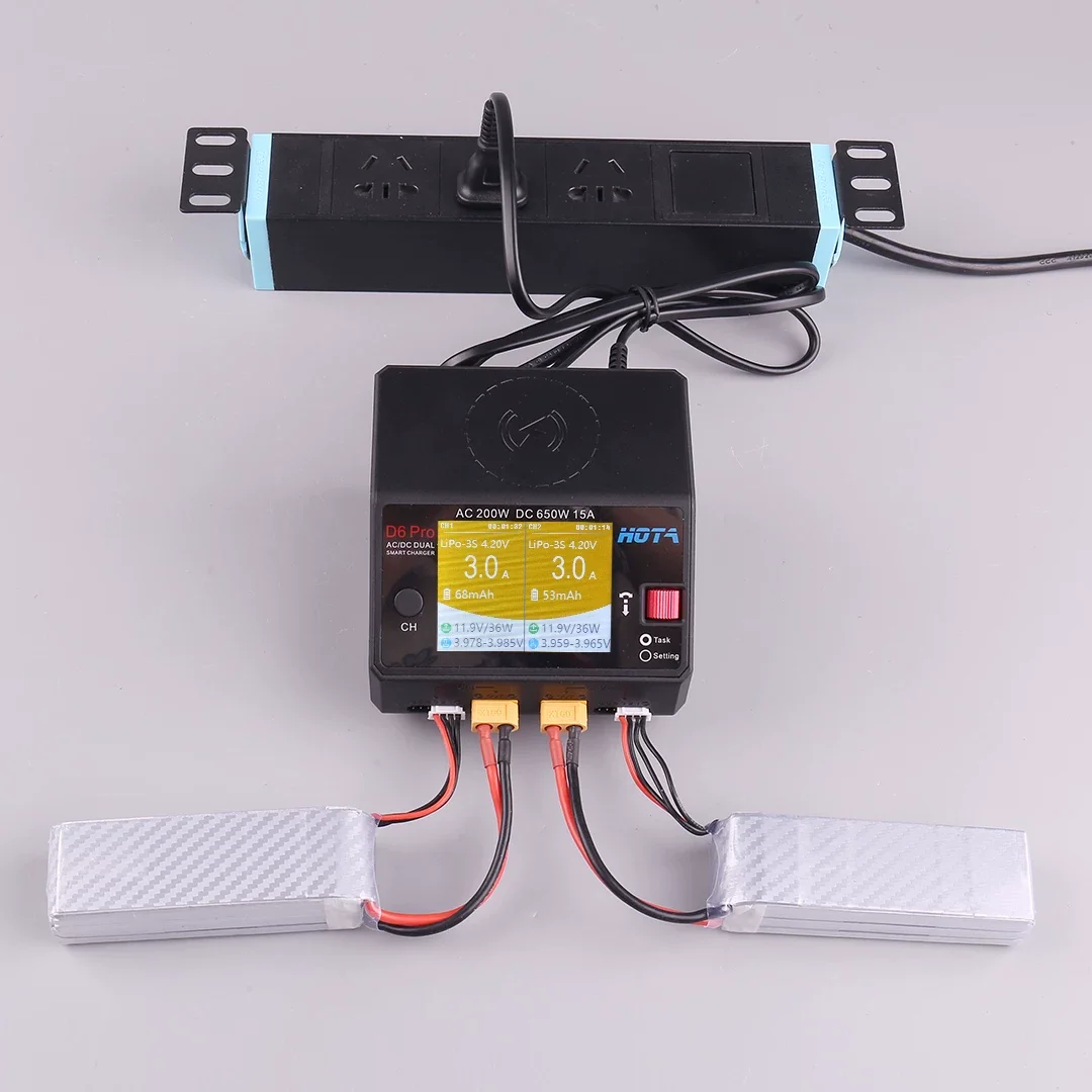 HOTA D6 Pro AC 200 Вт DC 650 Вт 15A * 2 двухканальное зарядное устройство Lipo Поддержка распределения питания для моделей NiZn Nicd NiMH аккумуляторов RC thumbnail 6
