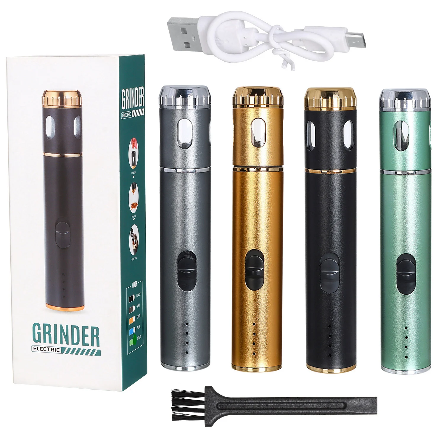Automatic Electric Metal Herb Grinder - Tobacco Crusher, Black