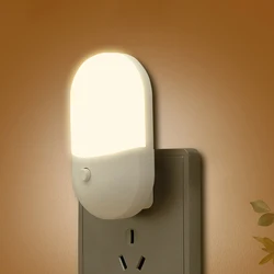 LED Mini Night Light - Eye-Friendly Plug-In Lamp for Bedside, Baby Feeding & Living Room (White)
