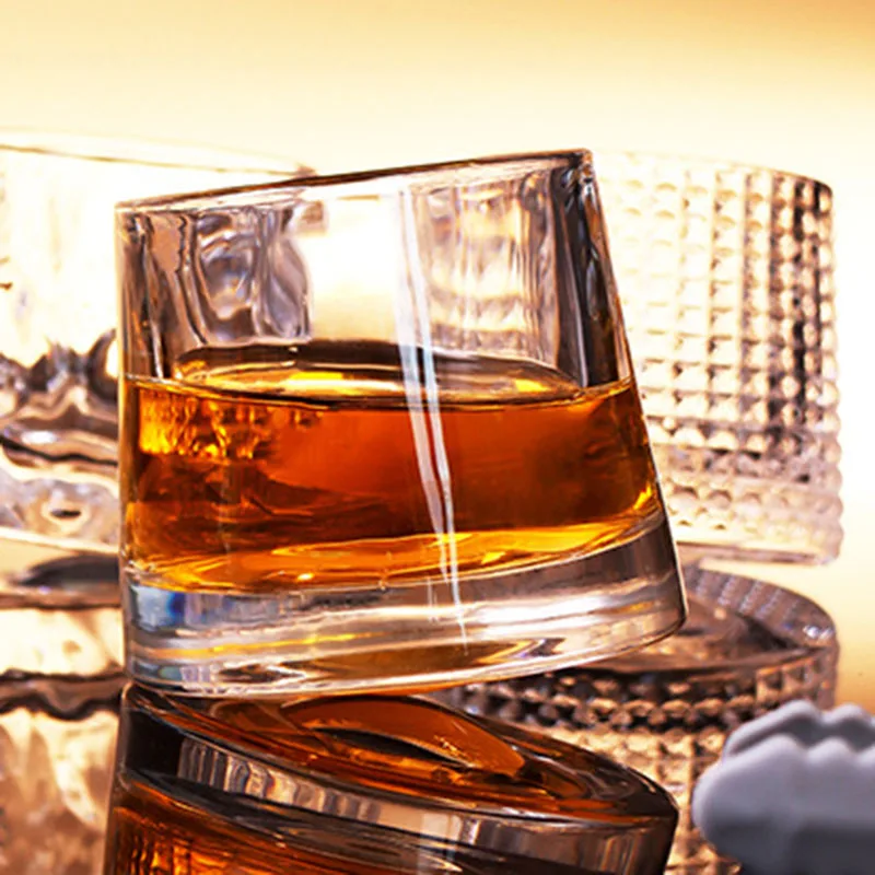 Spinning Cup 5oz 150ml Rotating Wine Glasses Thicken Whisky Vodka Glass for Bar Party Beer Mug Transparent Brandy Cup Drinkware