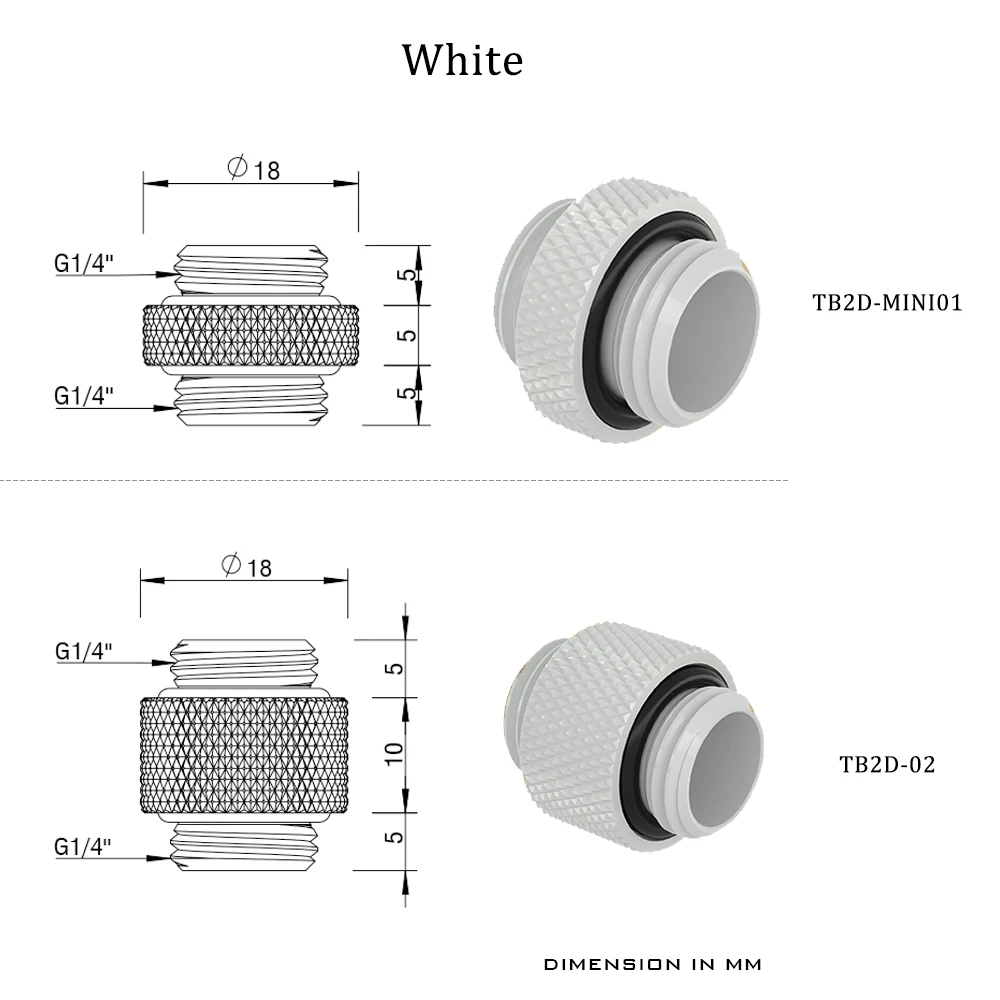 Barrow G1/4" Stecker auf Stecker mit versiegeltem O-Ring für PC-Wasserkühlungssysteme, Mini-Doppel-Außengewinde-Verlängerungsanschluss