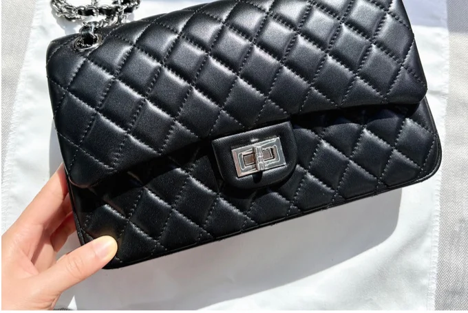Damen Stepptasche Aus Lammleder Mit Kette Umhängetasche_voghion.com