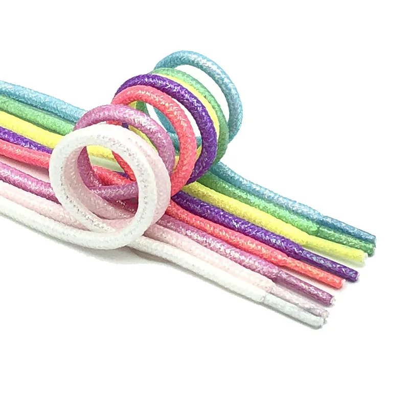 New Round Colorful Shoelaces Glitter White Shoelaces of sneakers
