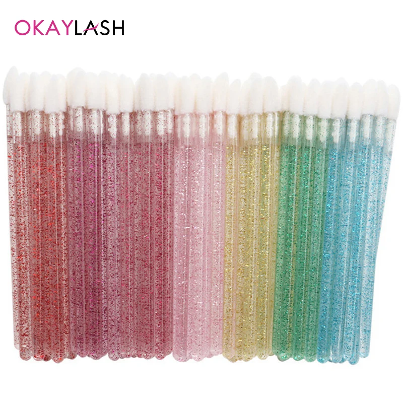 Disposable Glitter Lip Gloss Brush Eyelash Extension Cleaning Brushes Crystal Lipstick Applicators Cleaner Makeup Tools