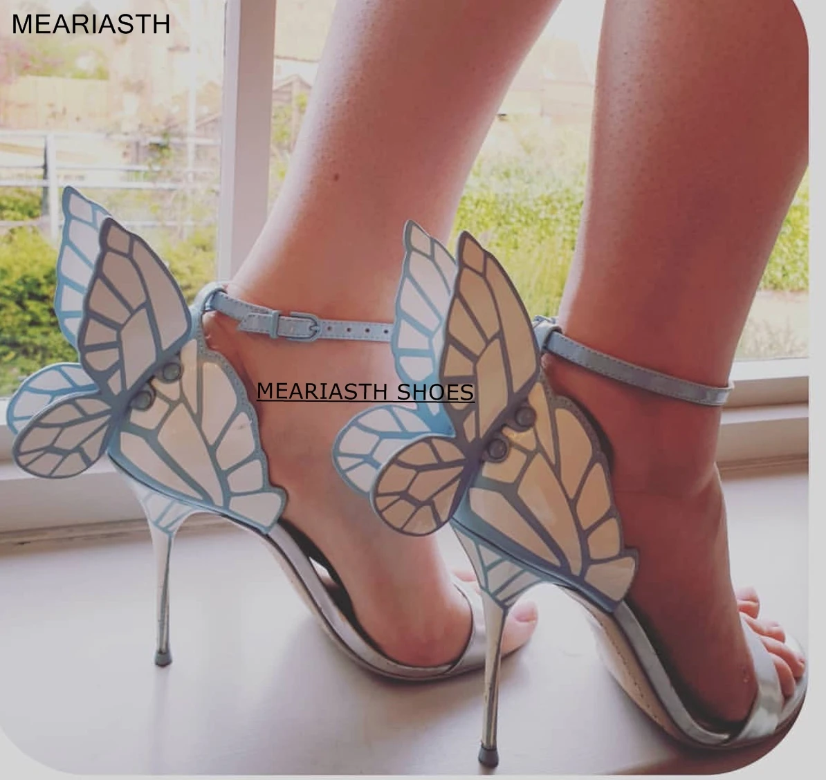 

Sexy Female Butterfly Wing sandals Women Party High Heels Sandals Thin Heeled Wedding Pumps Party Shoes Gladiator T-stage Show
