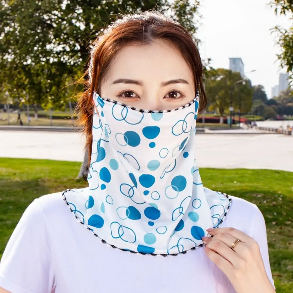 

Printed Ice Silk Mask Cycling Face Cover UV Protection Sunscreen Face Scarf Face Shield Face Gini Mask Neck Wrap Cover Outdoor