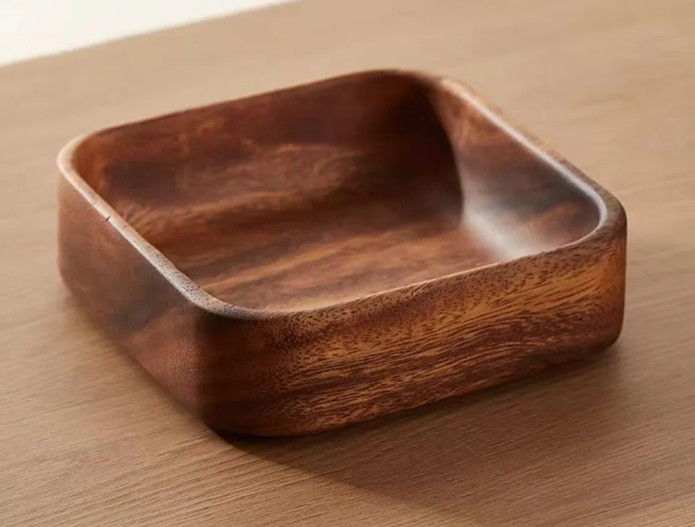 Description Picture 2 of itemWalnut wood Dim sum tray pastry nut small square bowl dry fruit tray storage box solid wood fruit tray wood tray