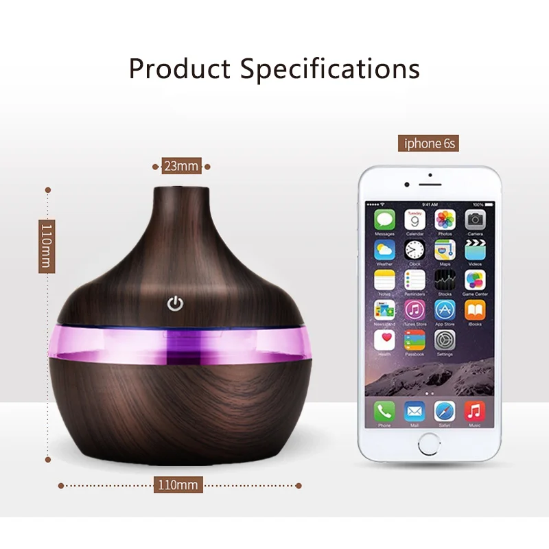 Humidifier Electric Aroma Air Diffuser Wood Ultrasonic Air Humidifier Essential Oil Aromatherapy Cool Mist Maker For Home 300ml