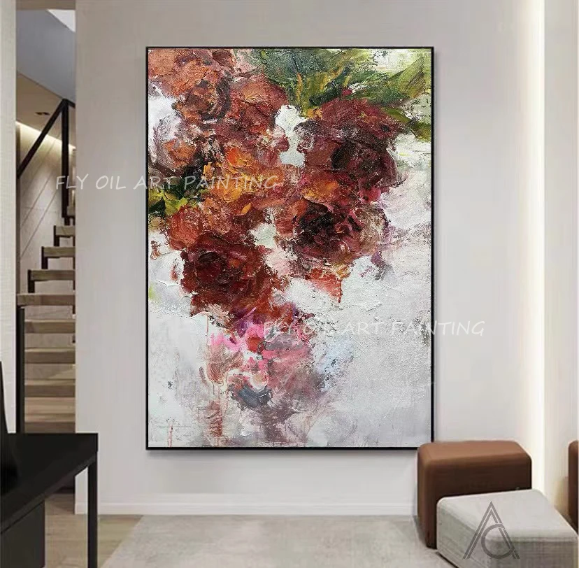 

Картина с красочными цветами ручной работы, холст для украшения, толстая Современная Текстура, масляная живопись для офиса, гостиной, подарок