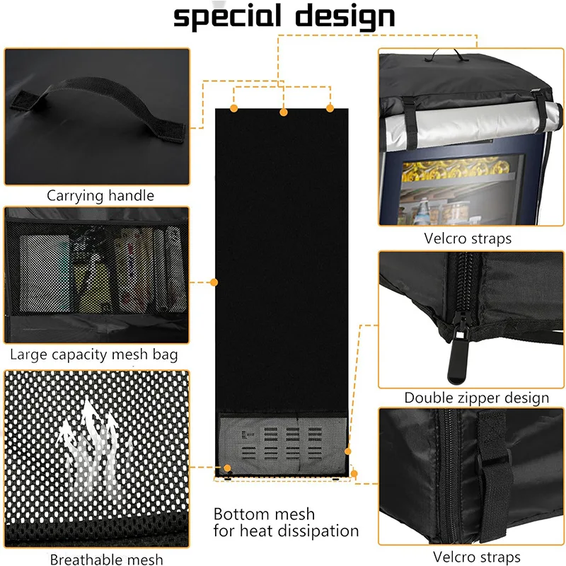 Dust Cover Oxford cloth vertical refrigerator protective cover Refrigerator dust and waterproof cover side size: 58.5x58.5x142cm