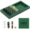 TUNJILOOL Mini Portable 3 in 1 Wooden Chess Board Folding Wooden LUDO Chess Checkers Games For Kid And Adults Travel Camping Toy 4