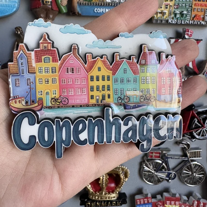 Magnete Frigorifero Copenaghen 3D In Resina - Souvenir Di Viaggio Artigianale Danimarca - Gadget Magnetico Per La Cucina, Regalo Per Chi Ama Viaggiare - 2