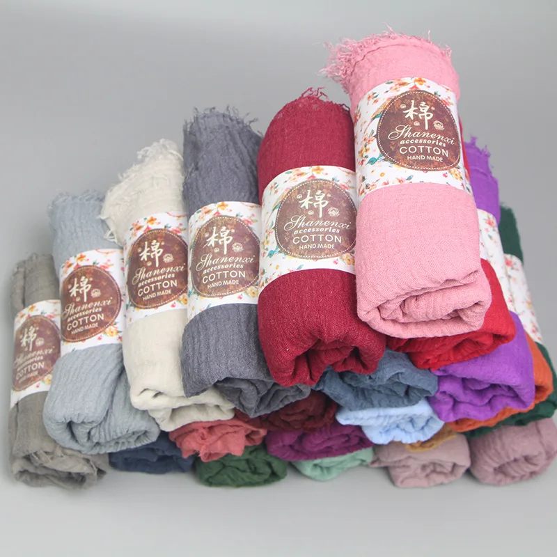 90x180cm Women Cotton Linen Scarf Shawl Hijab Muslim Long Headscarf Scarves Head Wraps Solid Scarves Female Plain Head Scarf 2