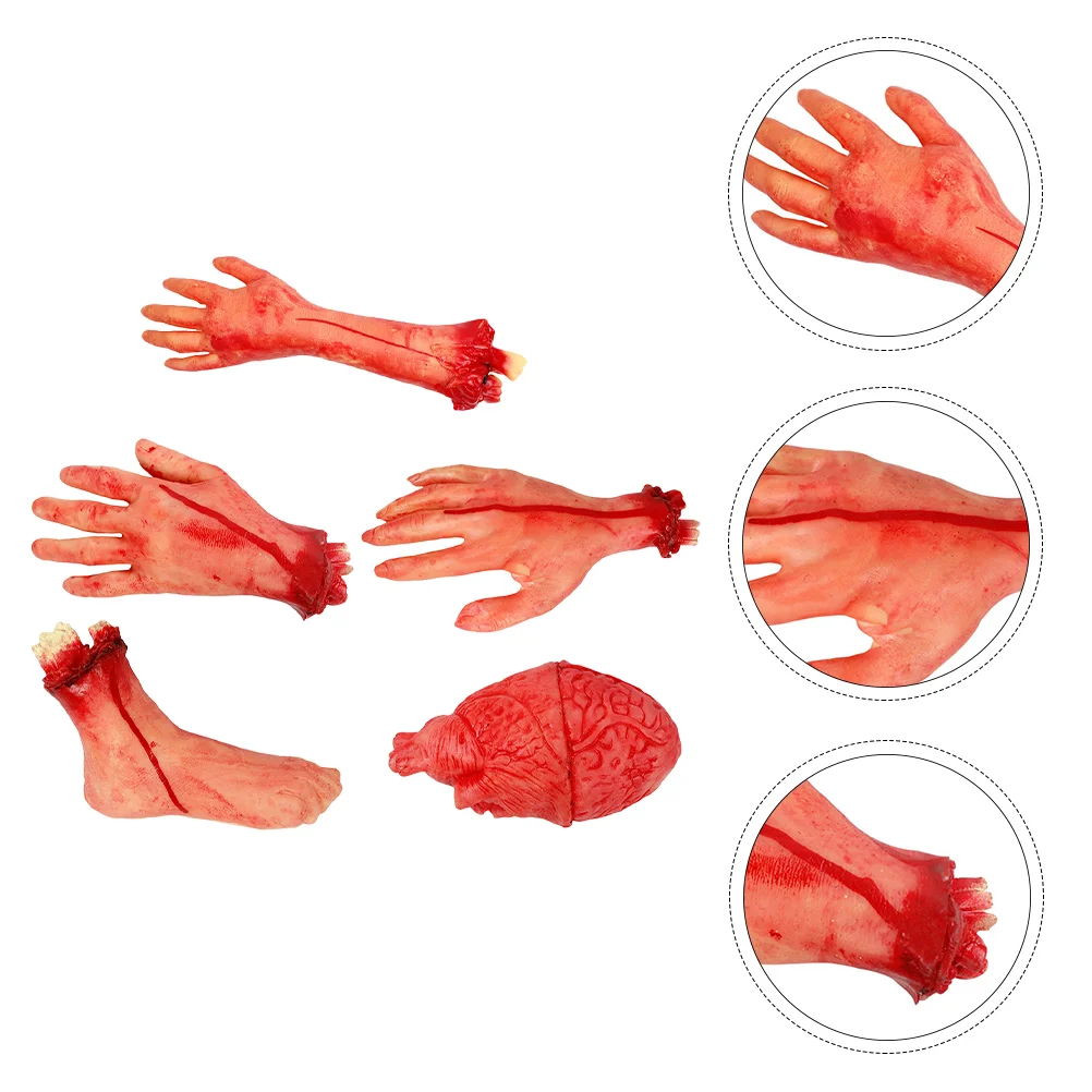 

5 Pcs Props Severed Limbs Ornaments Halloween Heart Vinyl Scare Hand Decoration