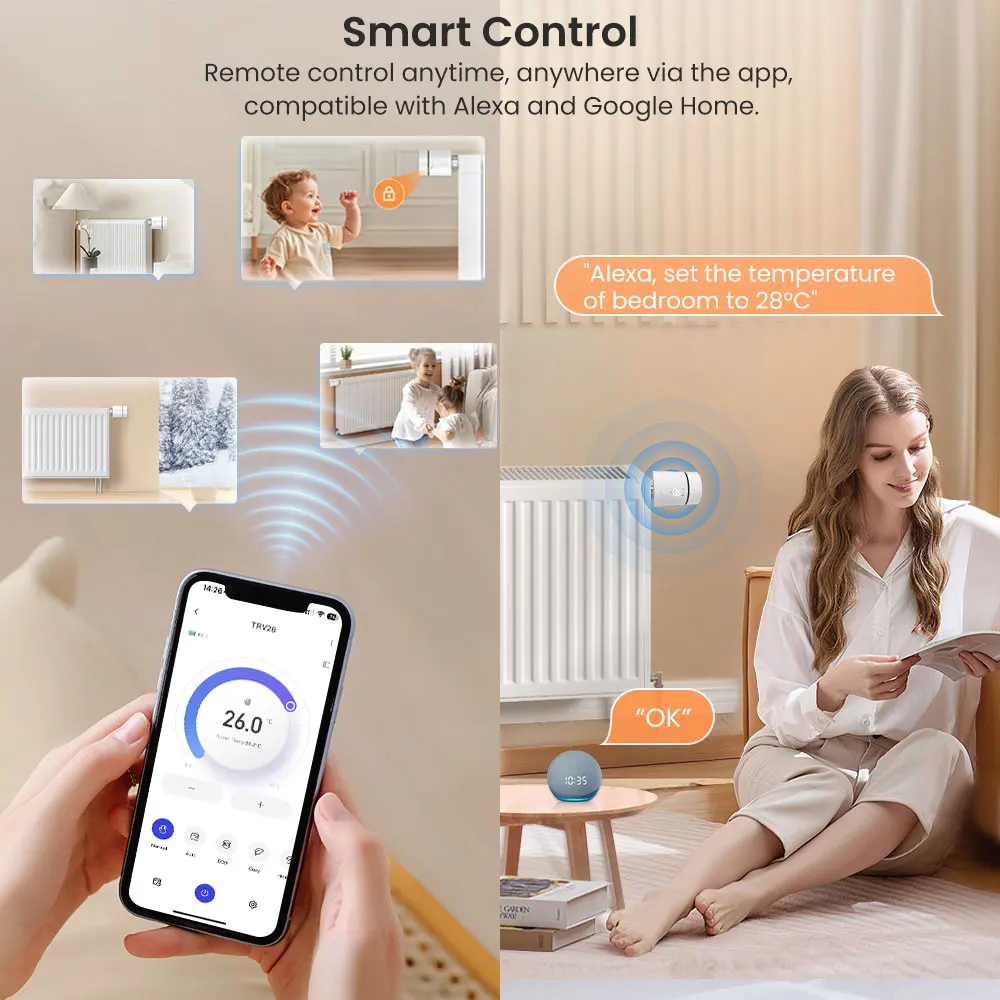AVATTO ZigBee 3.0 Thermostat Radiator Valve Smart TRV Thermostatic Valve Temperature Controller Support Alexa Google Home