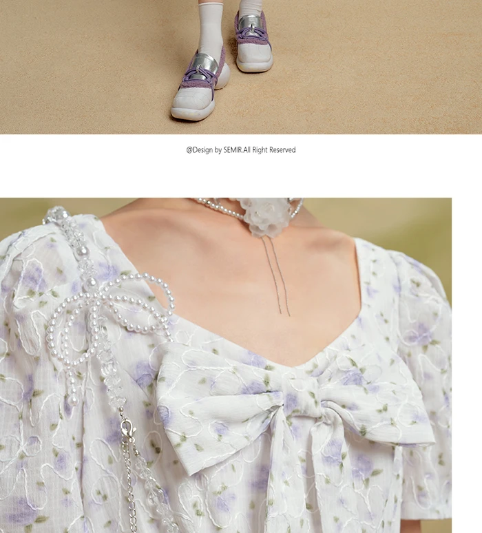 Dress Girl Bow Girl Feeling Summer New Love Fragmented Flower Bud Dress