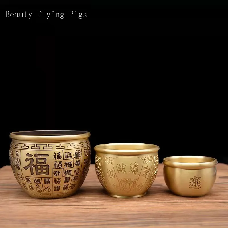 Pure Copper Cornucopia Feng Shui Ornament Living Room Lucky Ashtray Decoration Chinese Decorative Crafts Housewarming Gift