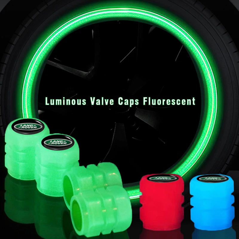 

4Pcs Car Tyre Hub Luminous Valve Stem Caps for Land Rover Defender Freelander 2 Discovery 3 Sport Evoque Car Accessories