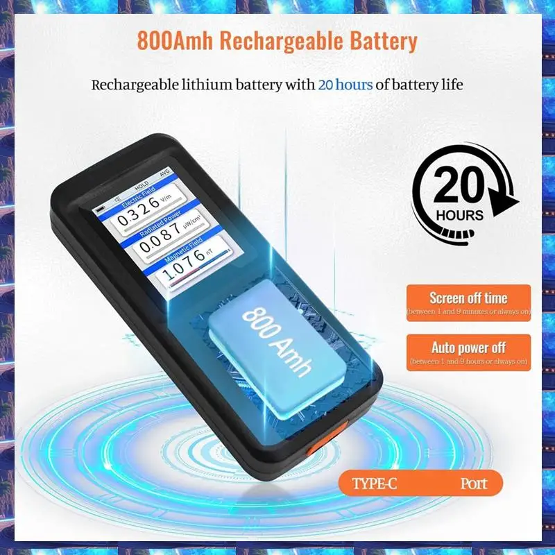 EMF Meter, Rechargeable Digital Electromagnetic Field Radiation Detector Hand-Held Digital LCD EMF Detector,EMF Meter, Rech