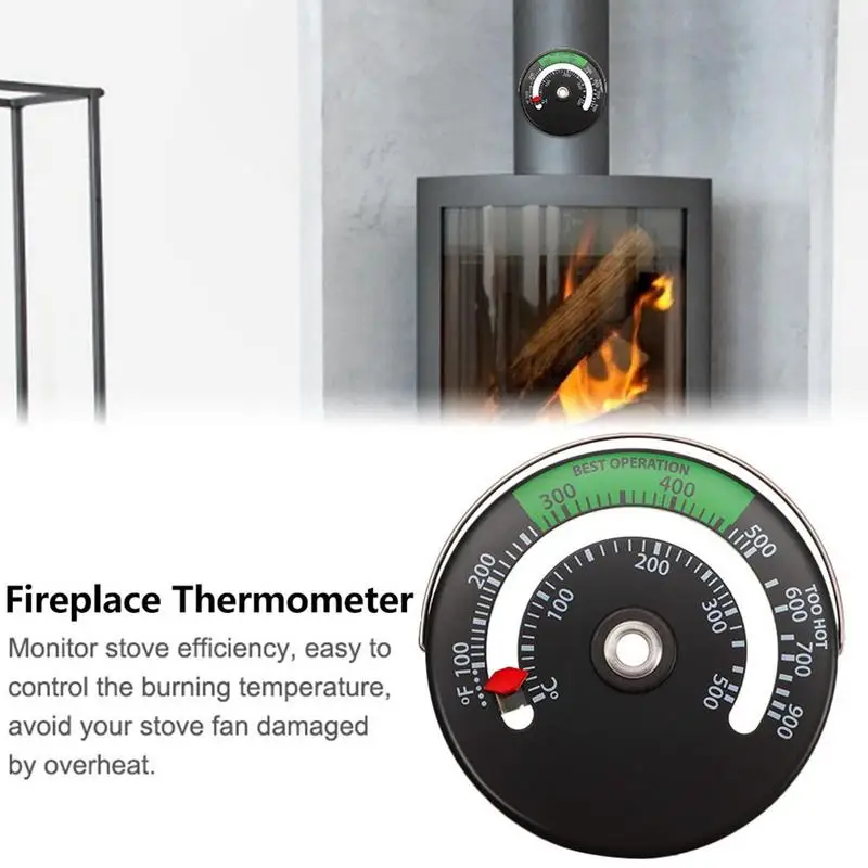 3-farbiges Thermometer Für Kaminöfen Mit Magnet Produktbild-Vorschau 2
