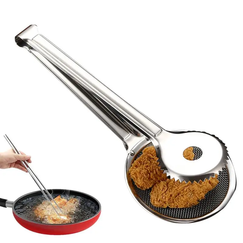 

Fine Mesh Oil Strainer Stainless Steel Cutlery Small Tool Colander Frying Filter Spoon Clamp Utensils kitchen Accessories