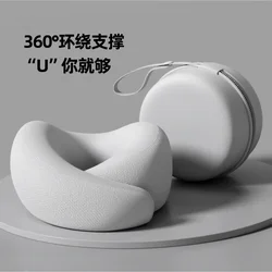 Enhanced Memory Foam Travel Pillow - Adjustable U - Shaped Neck Support, Washable Cover, Perfect (Gray pillow)