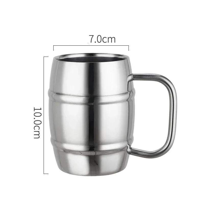 New 450/500ML Double Stainless Steel Beer Cup Outdoor Camping Western Coffee Cup with Handle Insulated Portable Water Cup Mugs