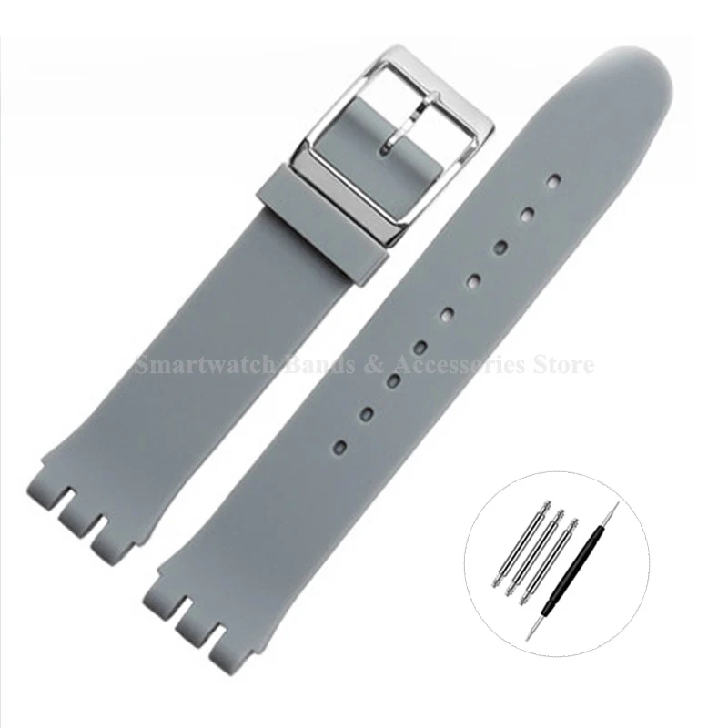 Silicone Waterproof Watch Strap with Silver Pin Buckle