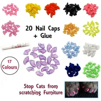 Lovely 20pcs Silicone Soft Cat Nail Caps Cat Nail Covers Pet Claw Paws Caps Adhesive Glue Animal Protection 1
