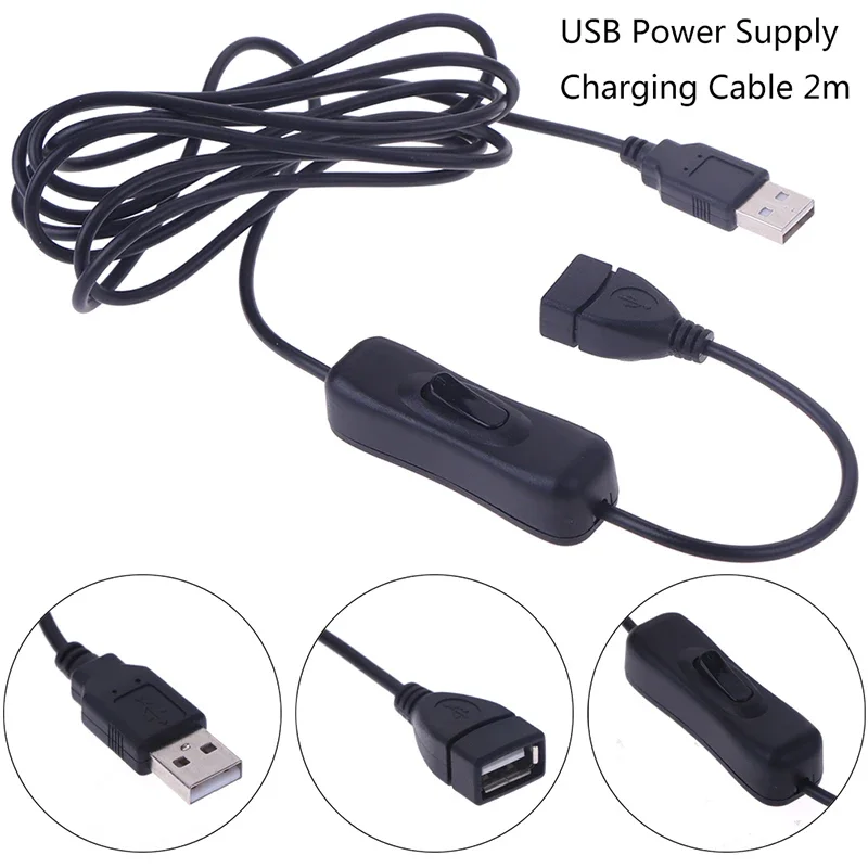 USB Extension Cable with On/Off Switch – 2M Male to Female Extender