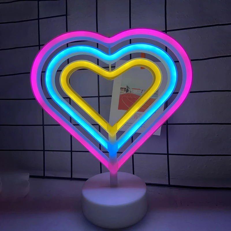 Buy 5 Pieces LED Bedside Lamp Love Heart Neon Light Atmosphere