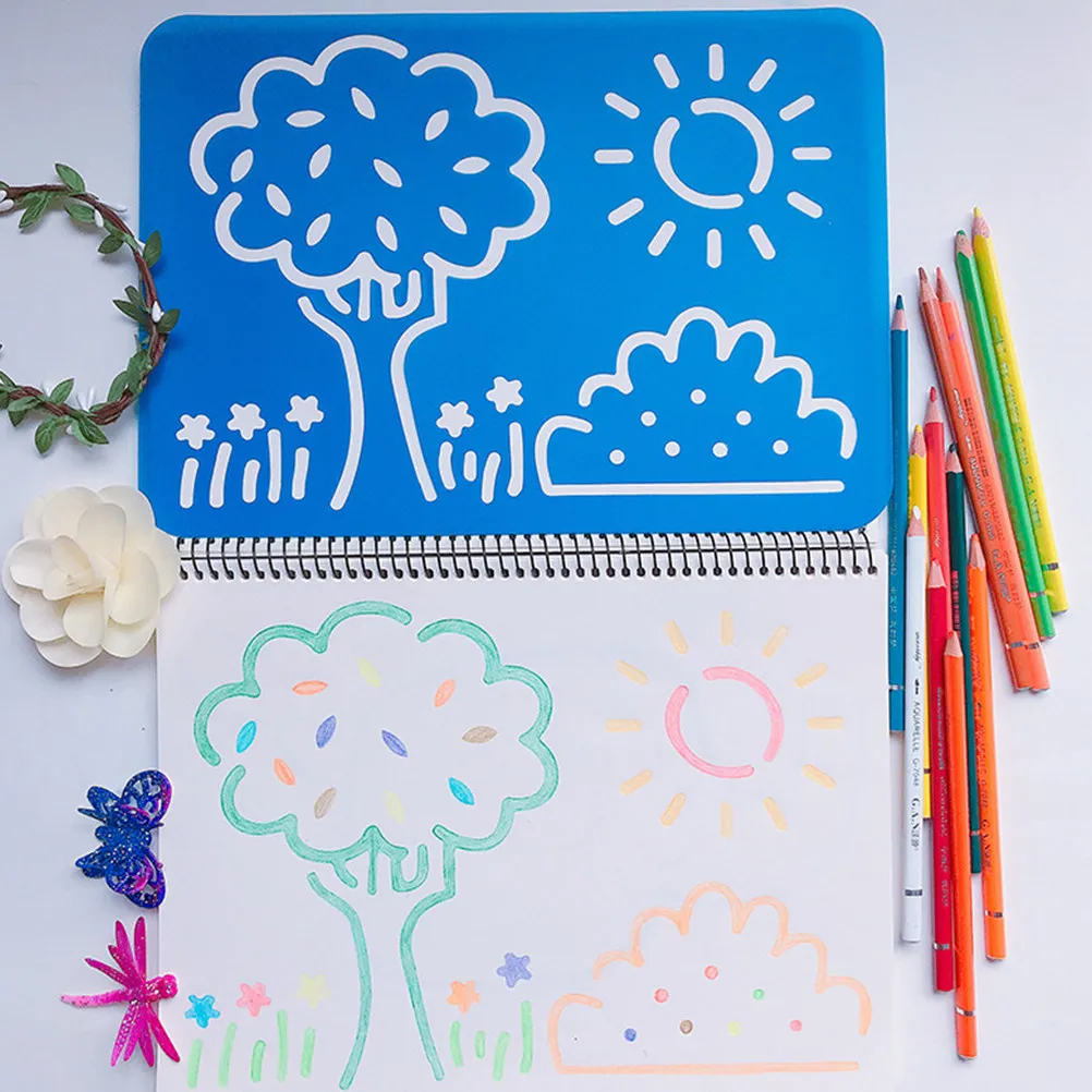 5Pcs 그림 그리기 도구용 페인팅 스텐실 재사용 가능한 DIY 페인팅 템플릿 세척 가능한 아크릴 분필 스프레이 패브릭 벽