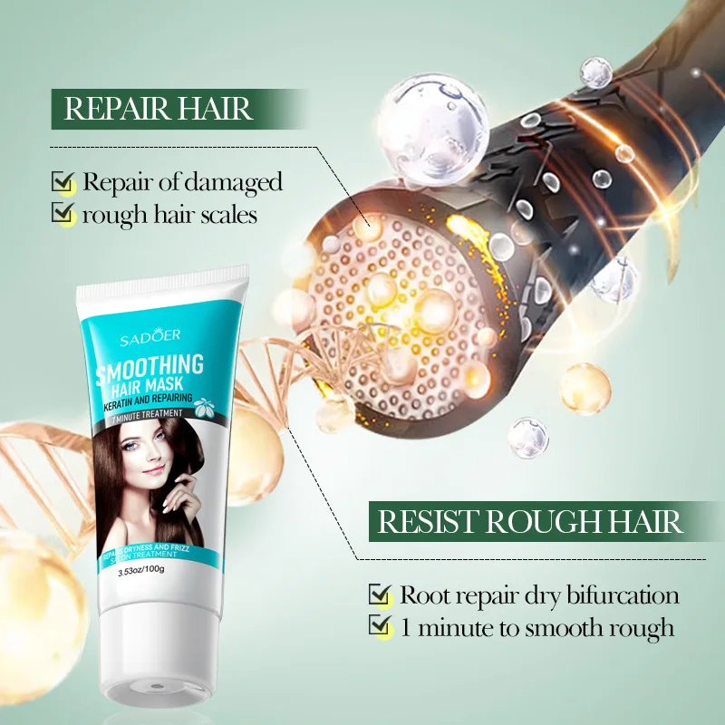 SADOER One-Minute Oil Keratin Smooth Repair Hair Mask Improves Frizz and Repairs Damaged Hair