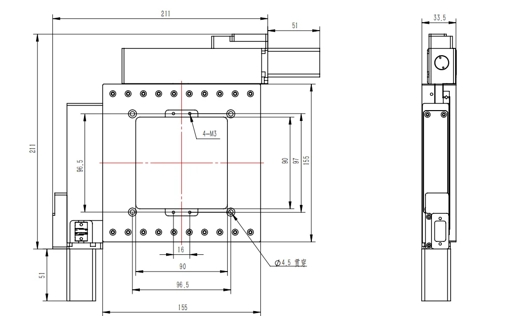 Motorized XY Linear Stage, 50x50mm