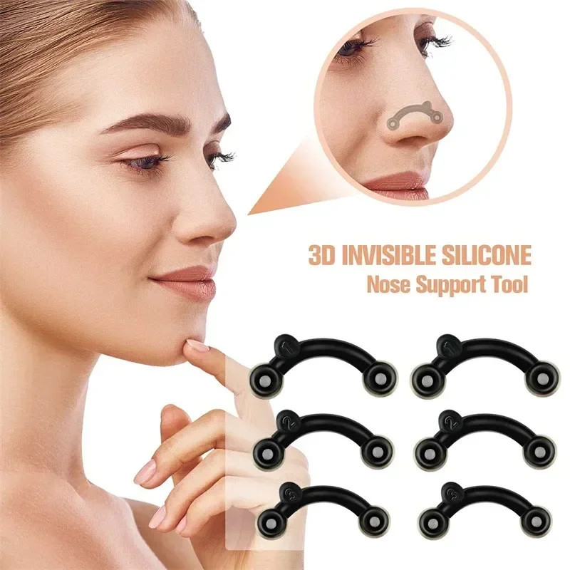 Nose Clip Nose Shaper 6Pcs/Set Beauty Nose Clip Nose Up Lifting Shaping Clip Corrector Massage Tool Clipper Shaper Bridge Straightening No Pain 3 Size
